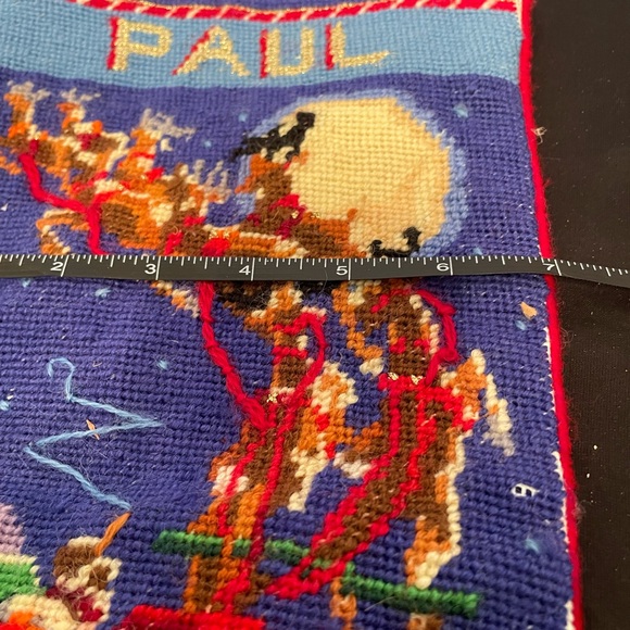Vtg Bucilla TO ALL A GOODNIGHT Santa Sleigh Christmas Stocking Personalized PAUL - Picture 5 of 6